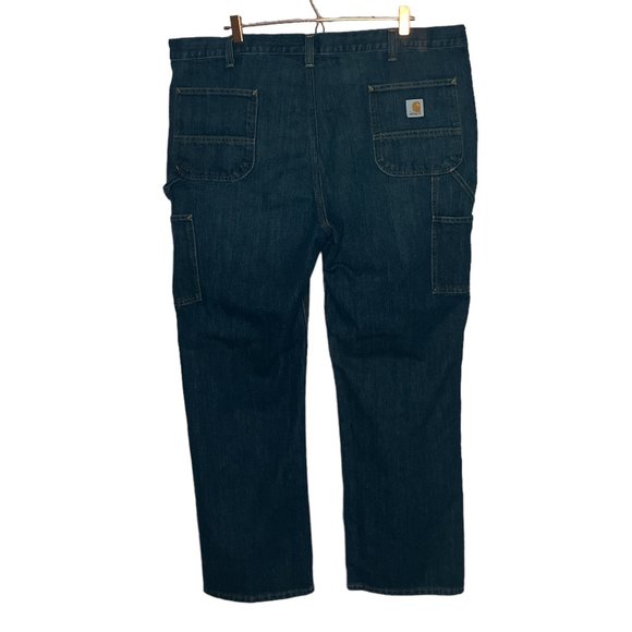 Carhartt Men's 44 X 30 Dark Wash Denim Relaxed Fit Holter Dungaree Utility Jeans - Picture 1 of 4